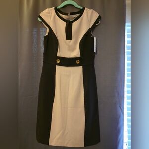 Studio One Elegant Black and Cream Midi Dress